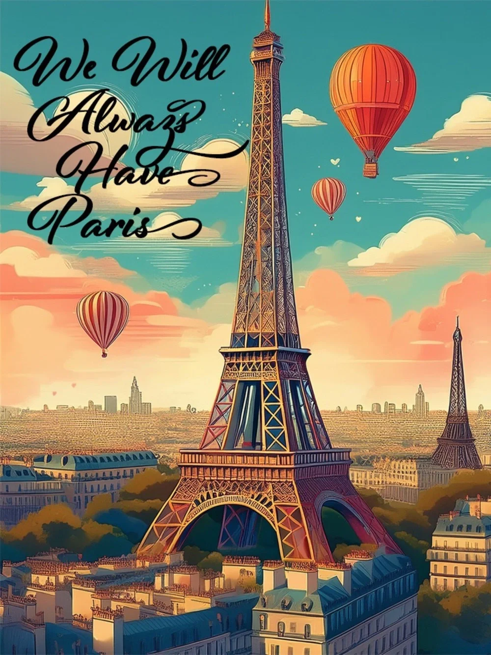 piper•k Pairs Travel Hot Air Balloon Keychain with Eiffel Tower, Bag Charm